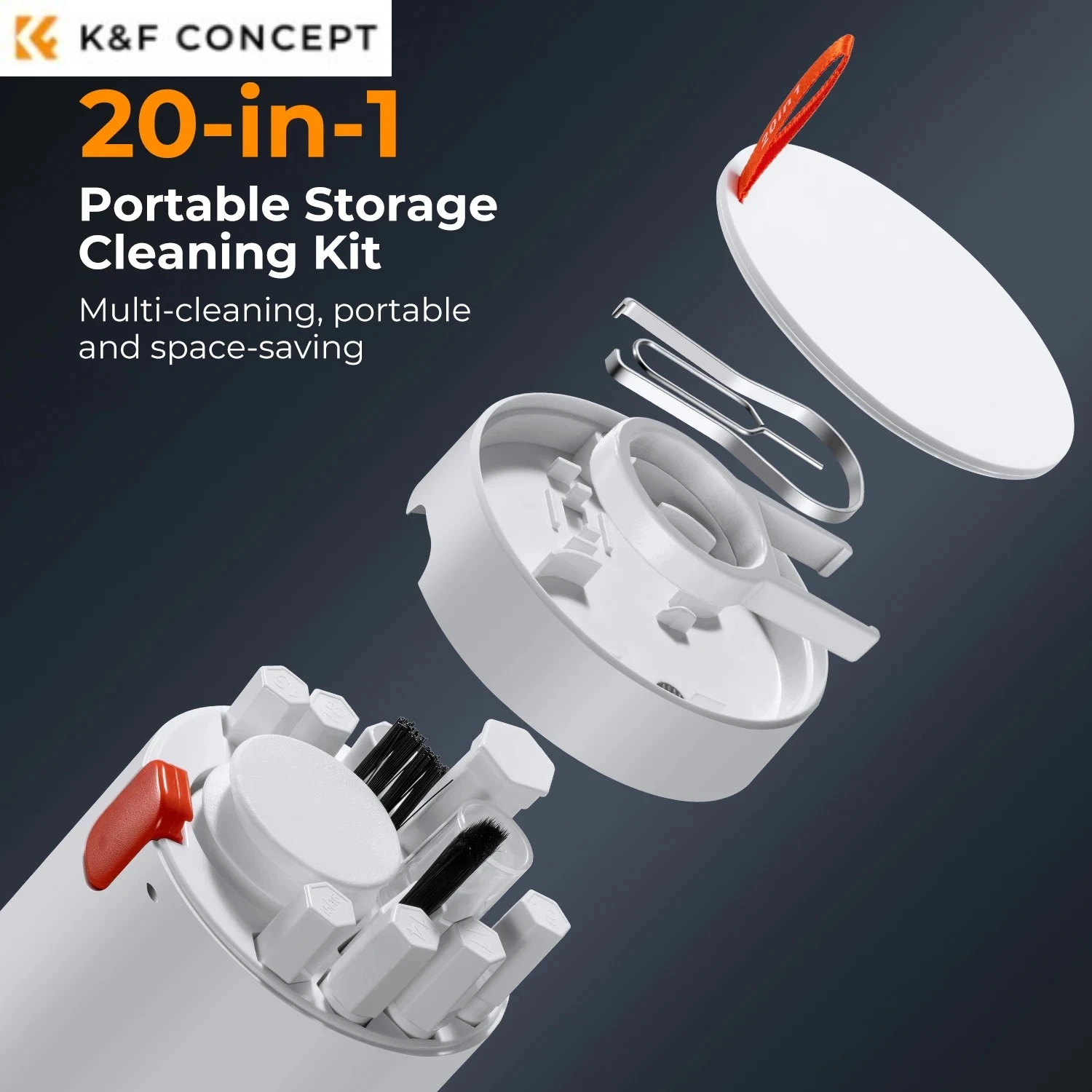 20-in-1 Multifunction Cleaning Kit K&F Concept, Portable Cleaning Brush for AirPods, Laptop, Phone Screen, Keyboard, Camera Lens