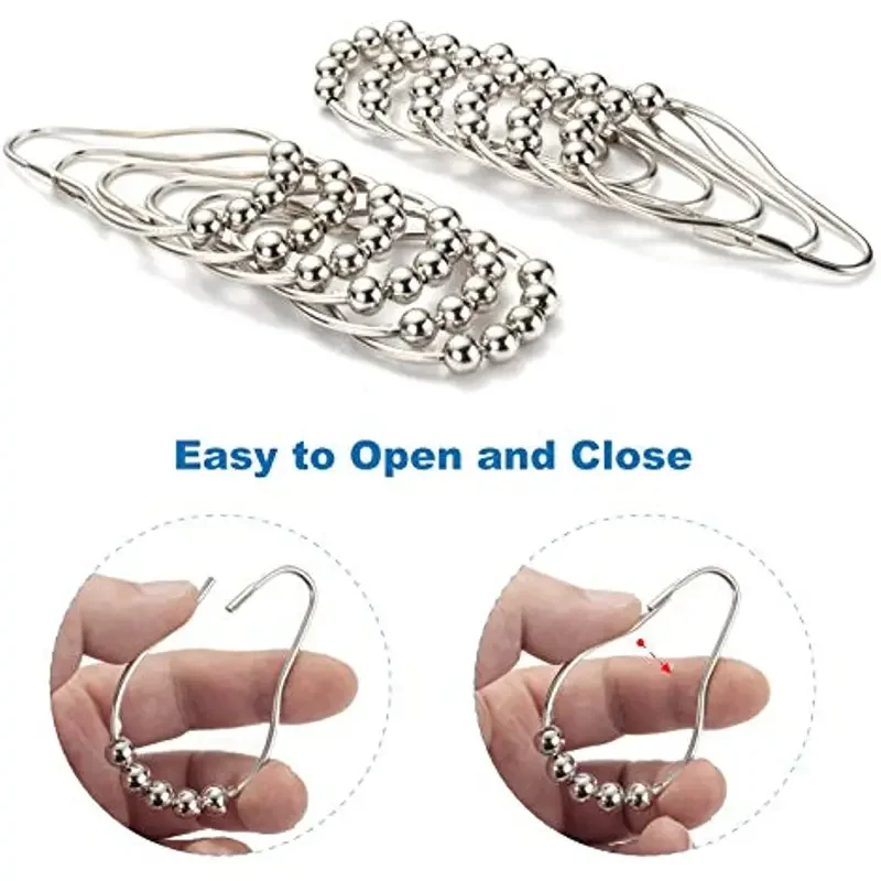 12Pcs Rust-Proof Stainless Steel Shower Curtain Hooks - Durable and Easy to Install for Bathroom Rods - Decorative image 3