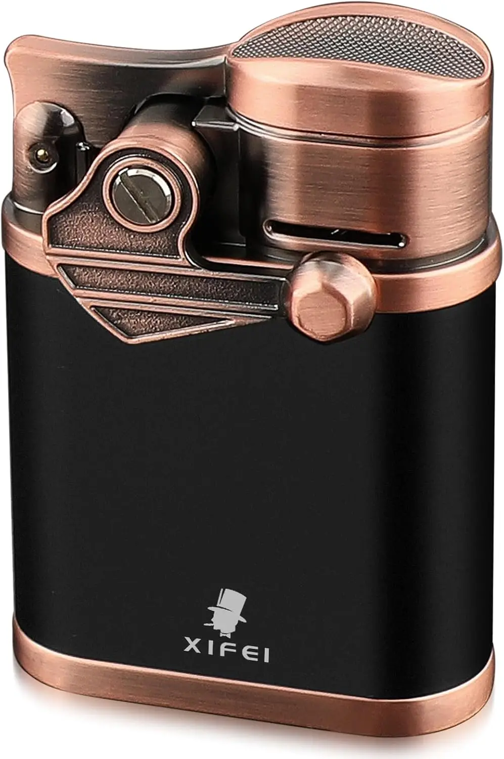 

Windproof 4-Jet Torch Lighter with Cigar Holder, Adjustable Flame Refillable Butane Lighter for Men (Bronze)