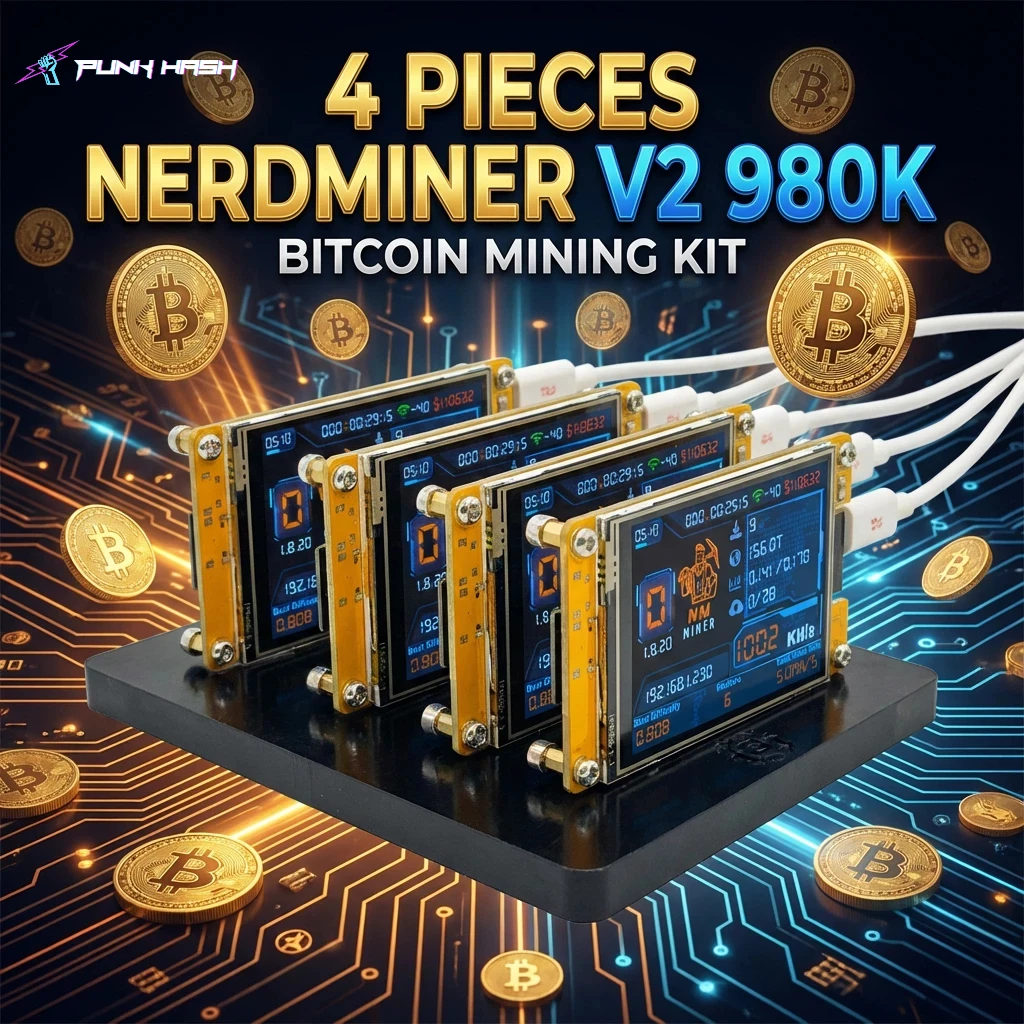 4x NerdMiner V2 NMMiner 4 pezzi ESP-2.8 pollici Smart Screen Lucky Miner Hashrate Modulo 980k h/s Crypto Solo Lottery Miner V2 N