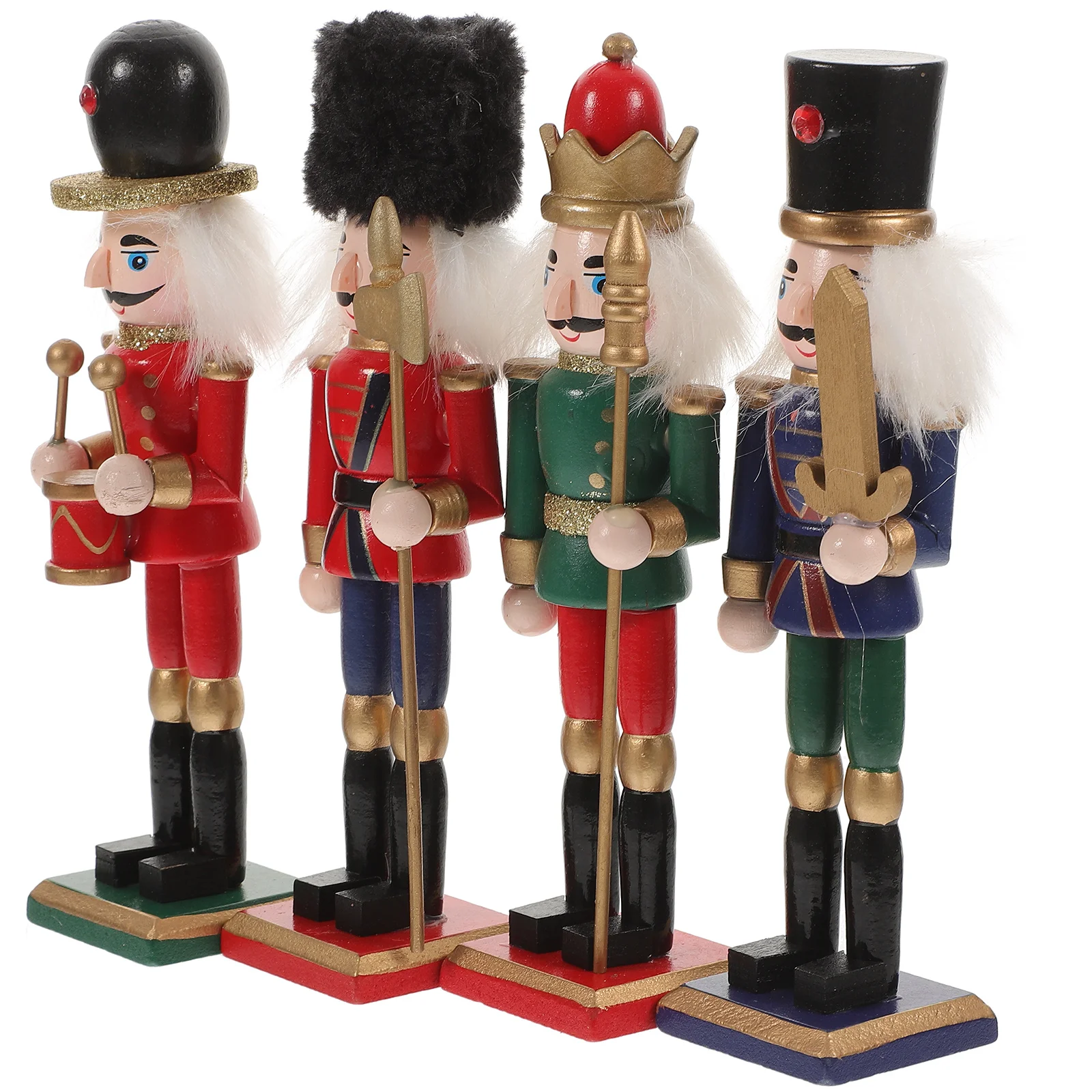 

4 Pcs Nutcrackers Decorations Soldier Decor Wooden Xmas Nutcrackers Desktop Christmas Home nament Gifts