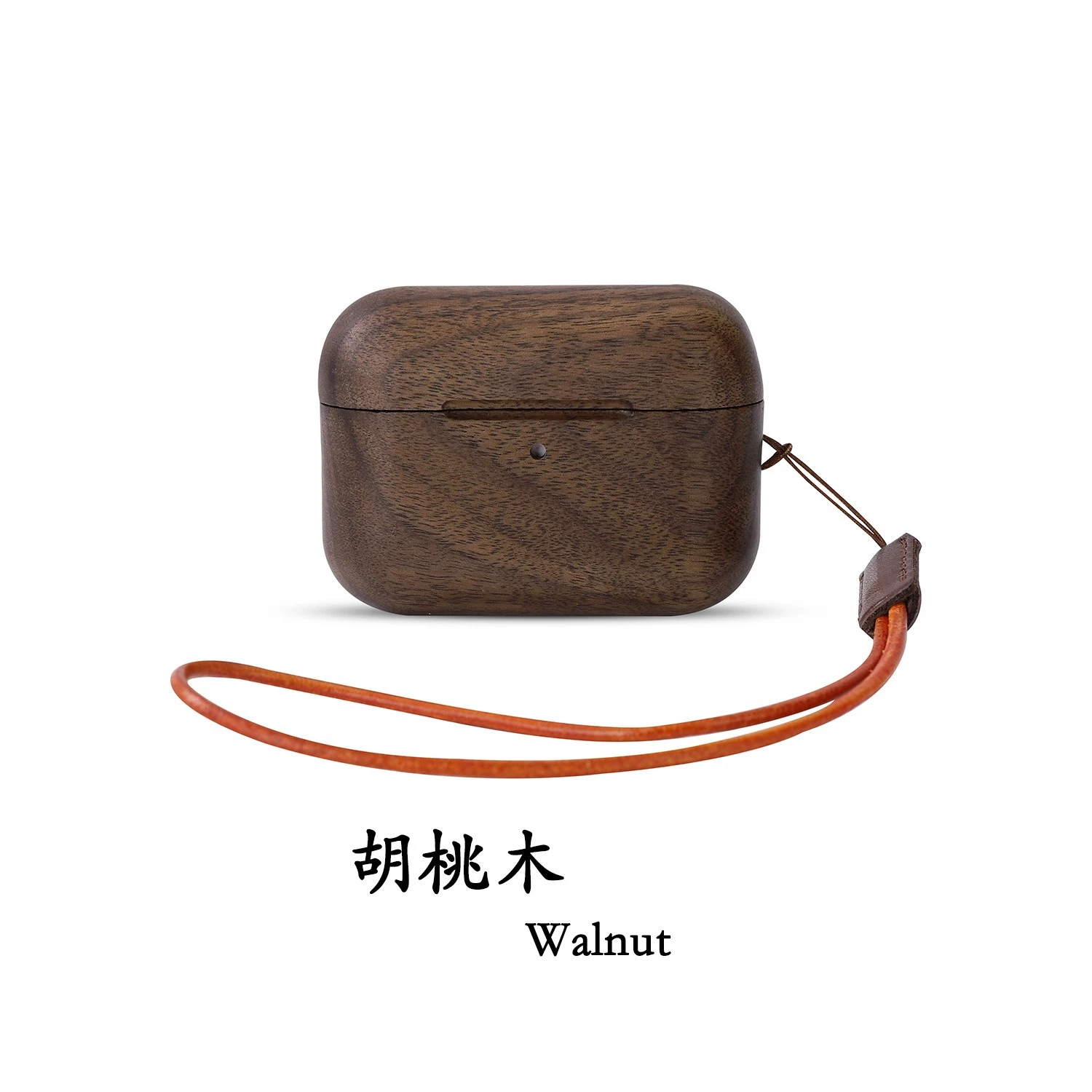 Solid Wood Earphone Case for Airpods Pro 2 Shockproof Protective Cover for Airpods 4 3 2 1 Pro3Hard Shell+Lanyard Strap