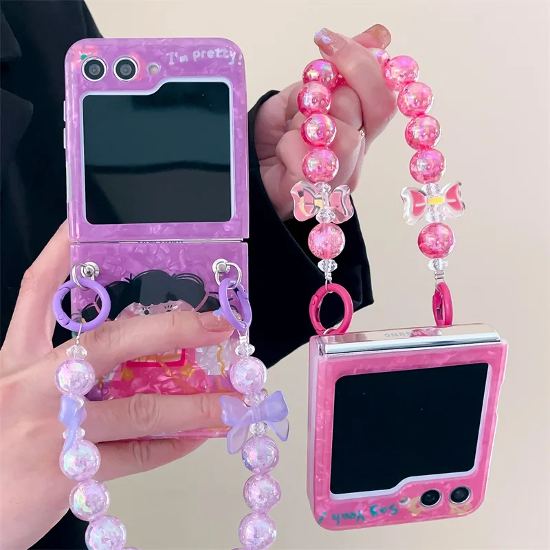 

Shell Pattern Cute Girl Phone Case for Samsung Galaxy Z Flip 3 Z Flip 4 Z Flip 5 Hard PC Back Cover for ZFlip5 Case Shell
