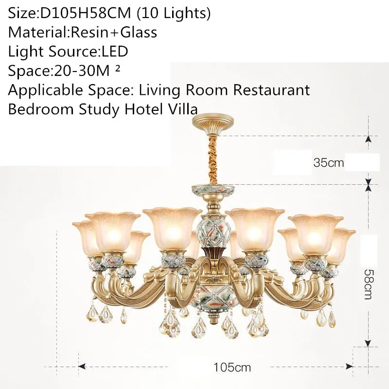 FAIRY European Luxury Living Room Pendent Lamp American Retro Restaurant Bedroom Villa Hotel Clothing Store Cafe Chandelier