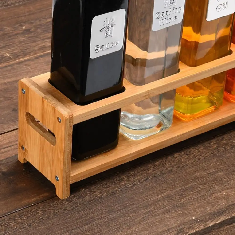 Wooden Spice Rack Kitchen Seasoning Can Storage Rack Oil Bottle Condiment Shelf Spice Jar Stand Kitchen Accessories Organizer