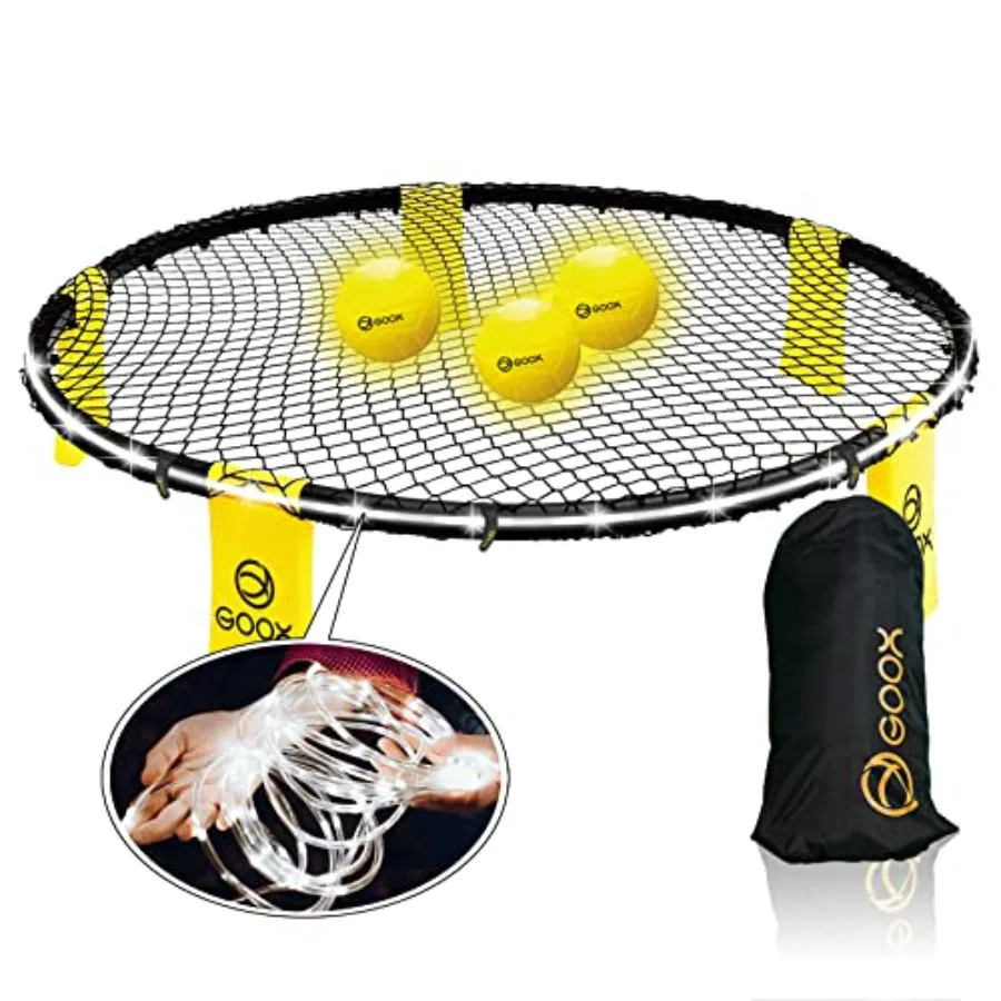 

Outdoor Beach Ball Games with Carrying Bag 3 Balls Net and Strip Light ONLY for Light Up Set - Roundnet Game Set for Family - P