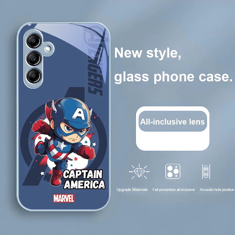 Iron man Marvel Hulk for Samsung Galaxy A01 02 03 Core A04 A14 4G A13 54 34 31 20 25 23 22 5G S21 Ultra S20 glass phone case