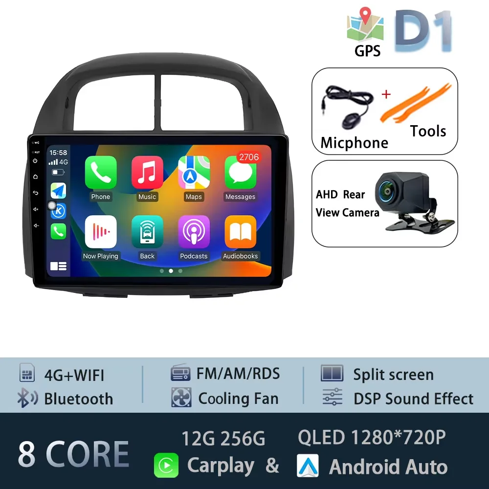 10.1 "Autoradio Android 15 Voor Toyota Passo Myvi Daihatsu Sirion 2006-2011 CarPlay Auto BT Multimedia GPS 360 °   Hoofdeenheid