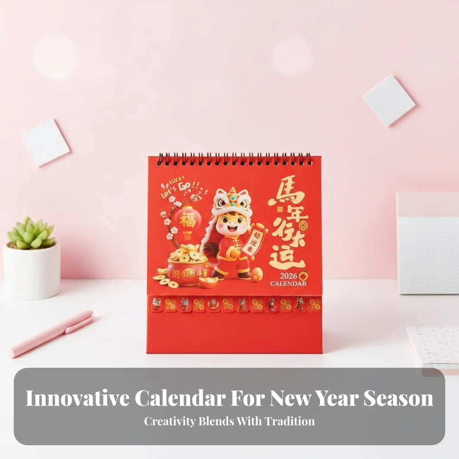 

Cute Cartoon Desk Calendar, Creative Lace Monthly Planner, Minimalist Contemporary Table Decor