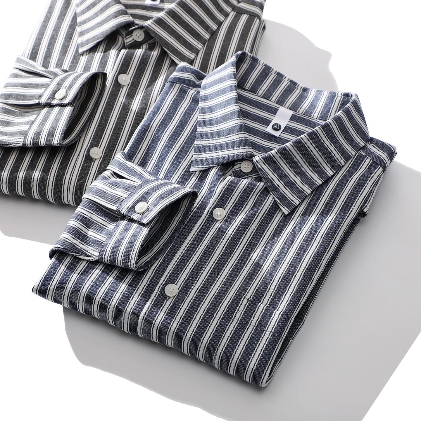 

Мужская рубашка из смесового хлопка и льна, весна 2026, повседневная, для поездок на работу, с длинным рукавом, в полоску, приталенная, на пуговицах, дышащая