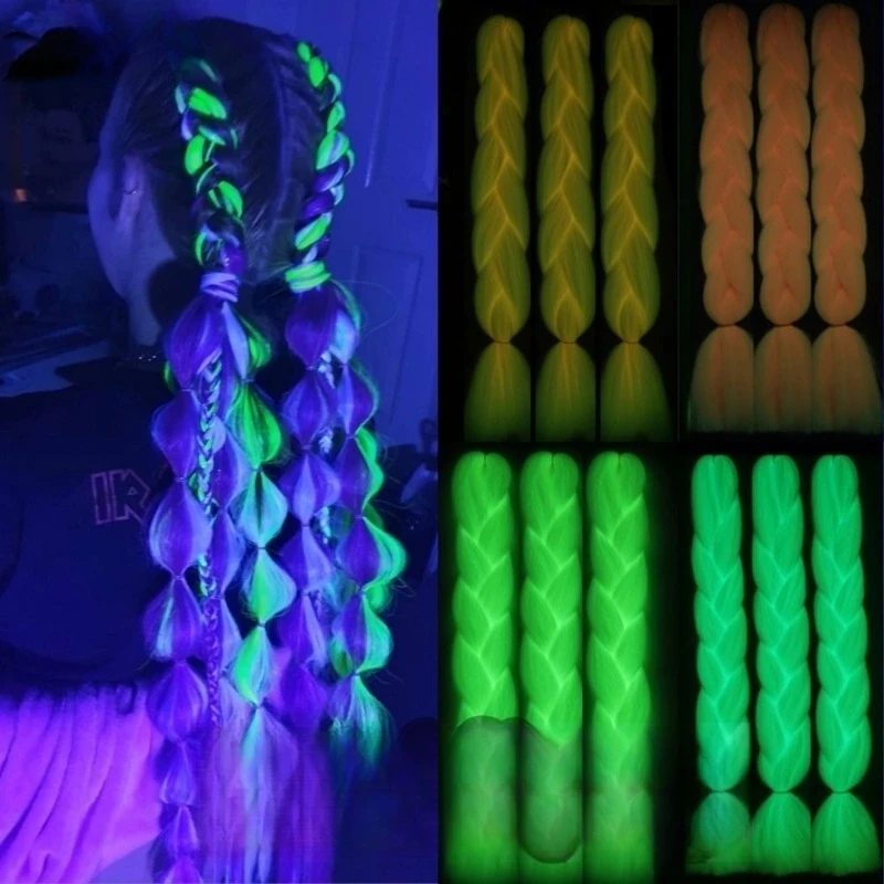 توهج الظلام المجدل ملحقات جدائل شعر صناعية ملونة حبل الرهبة يقع الرجال النساء الهذيان حفلة تأثيري الريغي نمط