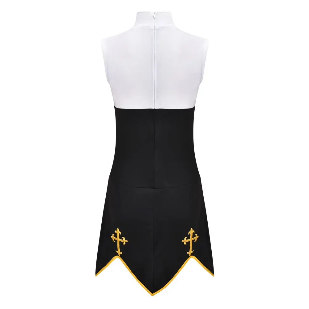 Purim Halloween Costume for Women Sexy Nun Costumes Church Religious Convent Sister Cosplay Dress With Headpiece Socks Gloves