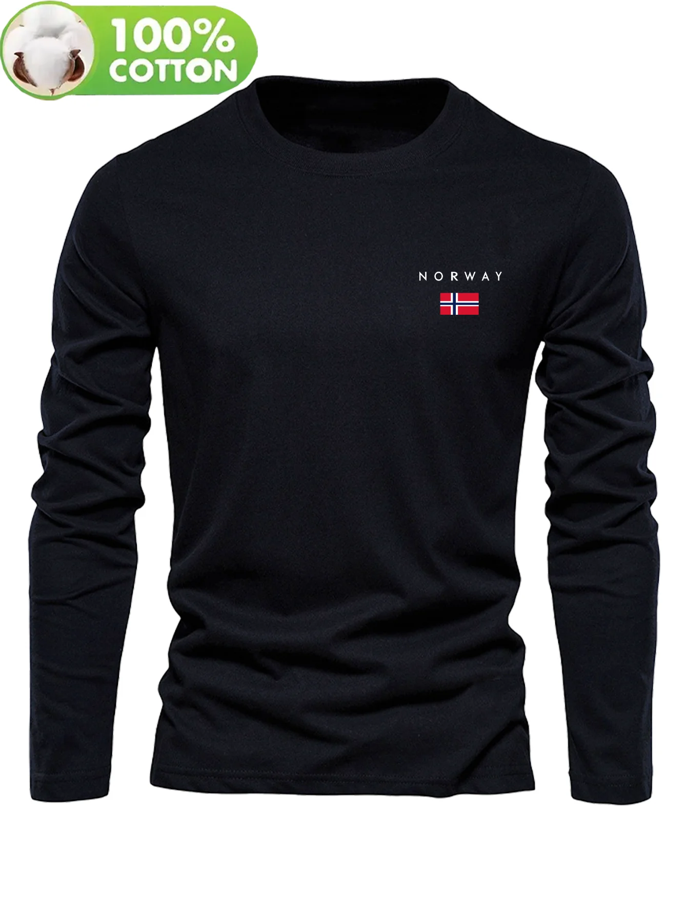 Mens 100 Pure Cotton Long Sleeve T Shirt Milan Italian Pattern Print Crew Neck Standard Size Machine Washable Comfortable Fashio
