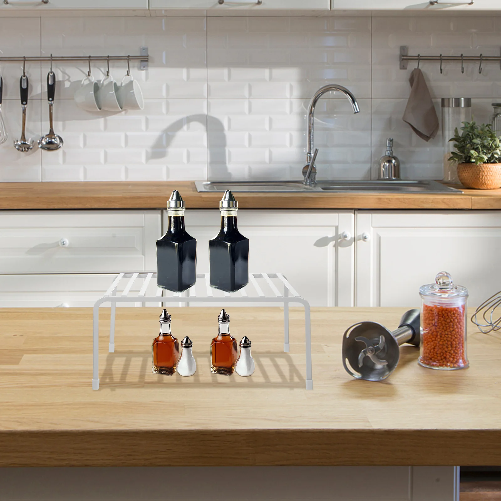 

Kitchen Countertop Organizer Iron Storage Rack Multi-Functional Home Organizer Space Saving Kitchen Supply