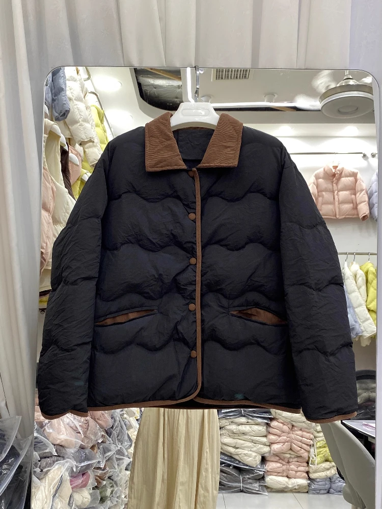 

Куртка на 90% белом утином пуху, модное женское пальто, осень/зима 2021, легкое теплое повседневное пальто с короткими лацканами, верхняя одежда