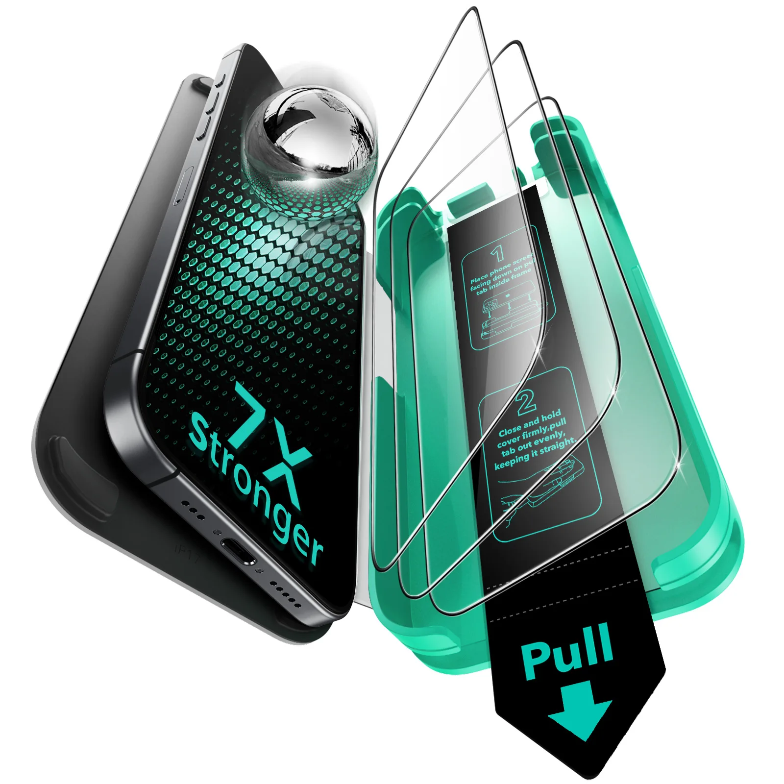 ESR für 3er-Pack iPhone 17/16/15/14/13 Pro Max Displayschutzfolie Armorit gehärtetes Glas Militärfolie HD/Privacy mit schwarzem Rand 3