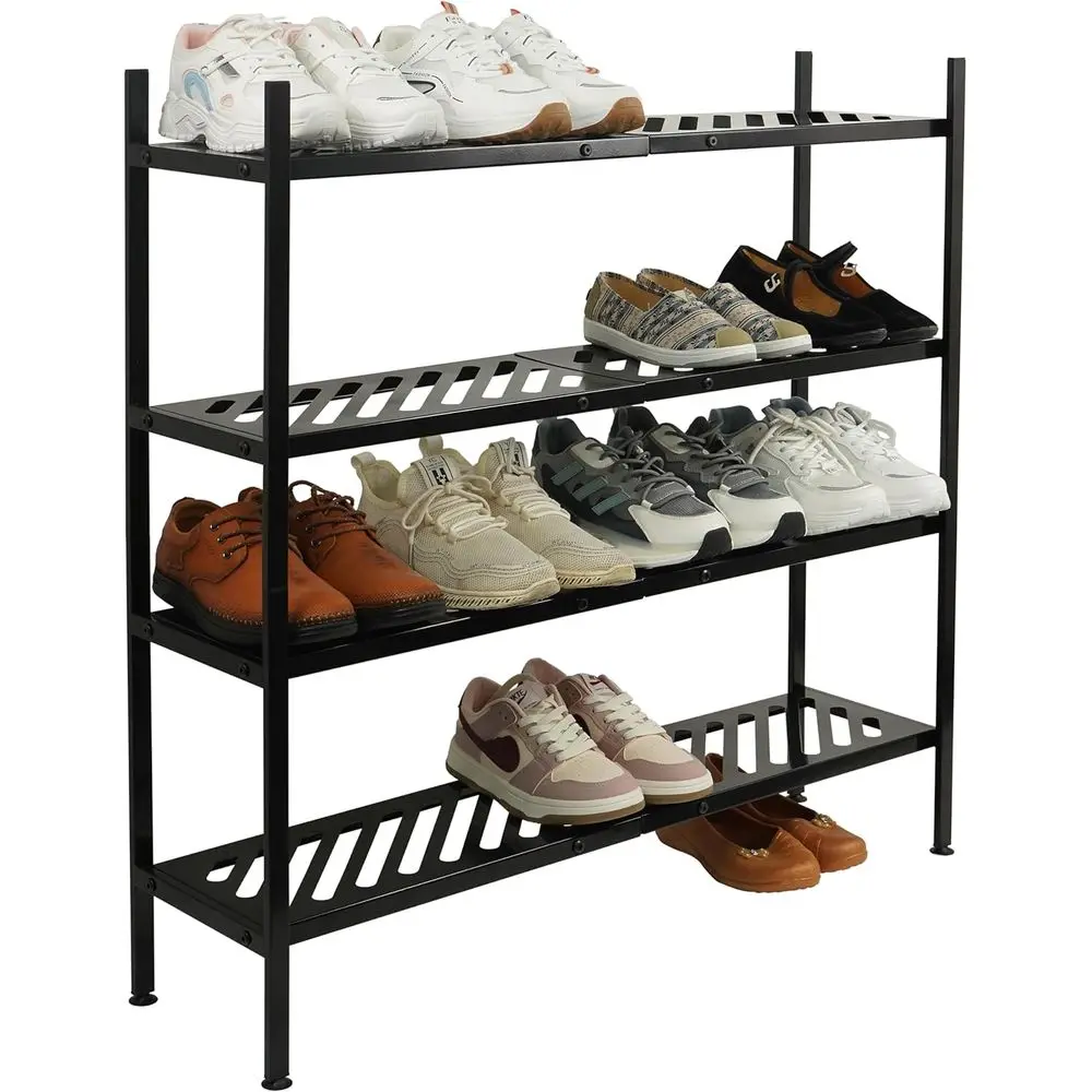 

Shoe Rack, 4-Tier reeStanding Shoe Shel Stand, Stackable Shoe Storage Organizer or Closet, Holds up to 20-24 Pairs o Shoes or En