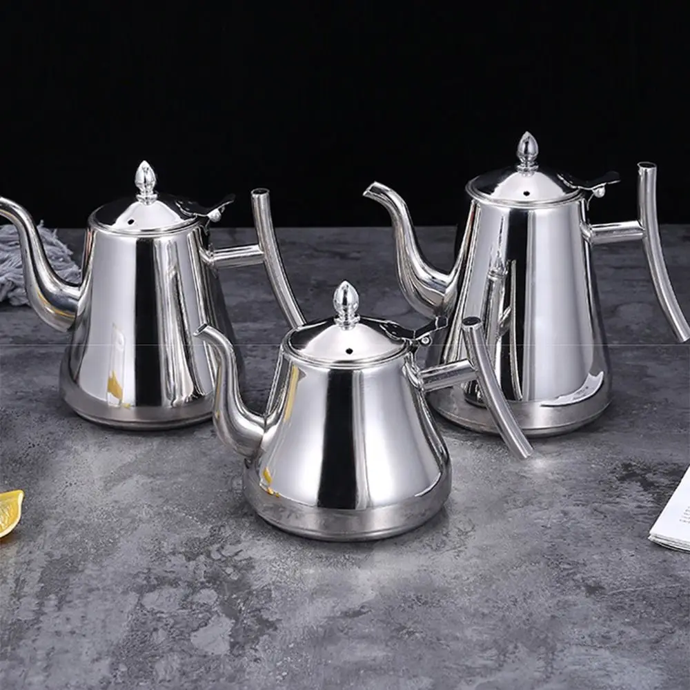 

Removable Tea Pot With Filter Thickened with Lid Stainless Steel Teapot Golden/Silver 1L/1.5L/2L Coffee Kettle Induction Cooking