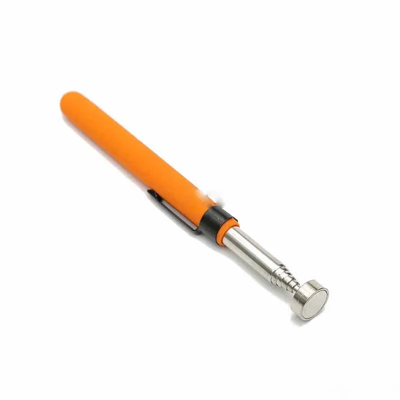 1pc 8lb Orange Red Handle Magnetic Pickup Stainless Steel Antenna Retractable Suction Iron Rod Strong Magnetic Suction Rod Tools