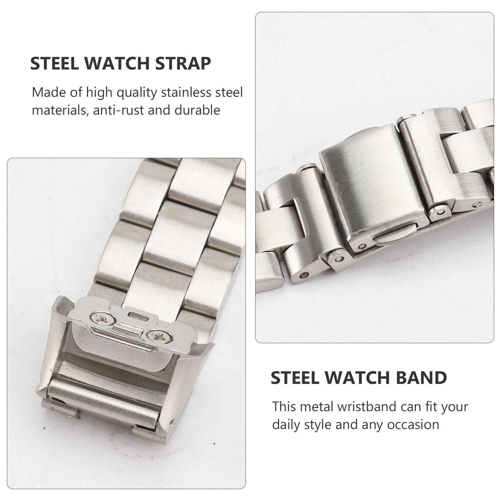 

Stainless Steel Strap Replacement Watchstrap Band Wristband for Fit -r370 Silver