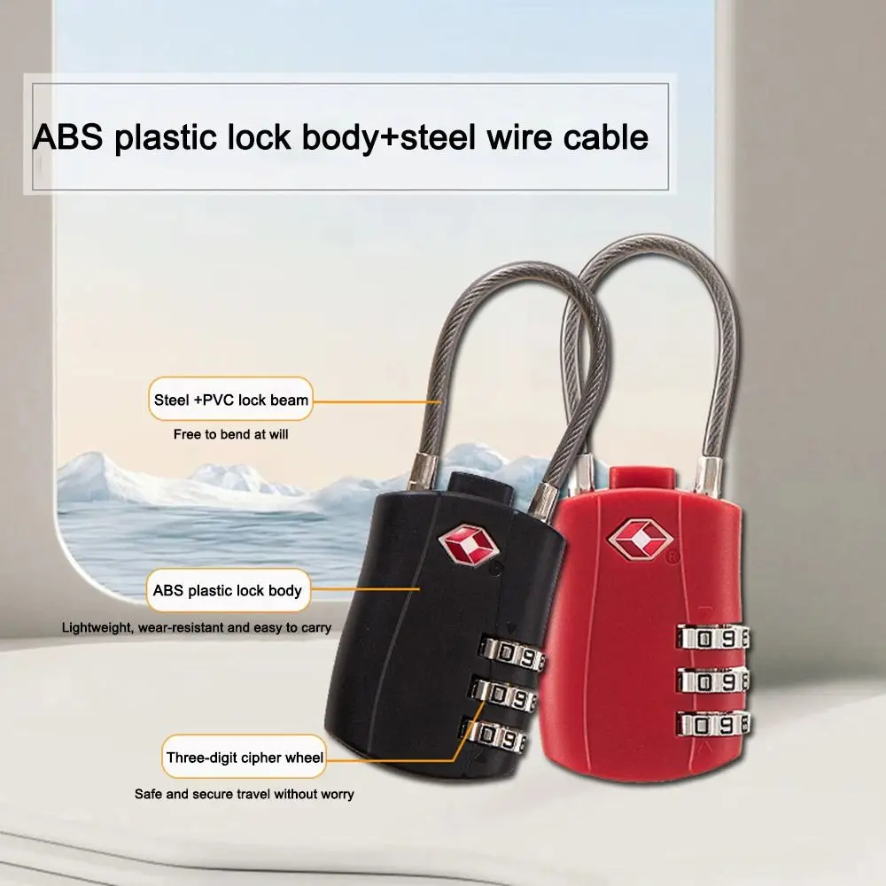 New TSA 3 Digit Combination Lock Anti-theft Colorful Suitcase Luggage Coded Lock Security Tool Customs Password Lock Travel