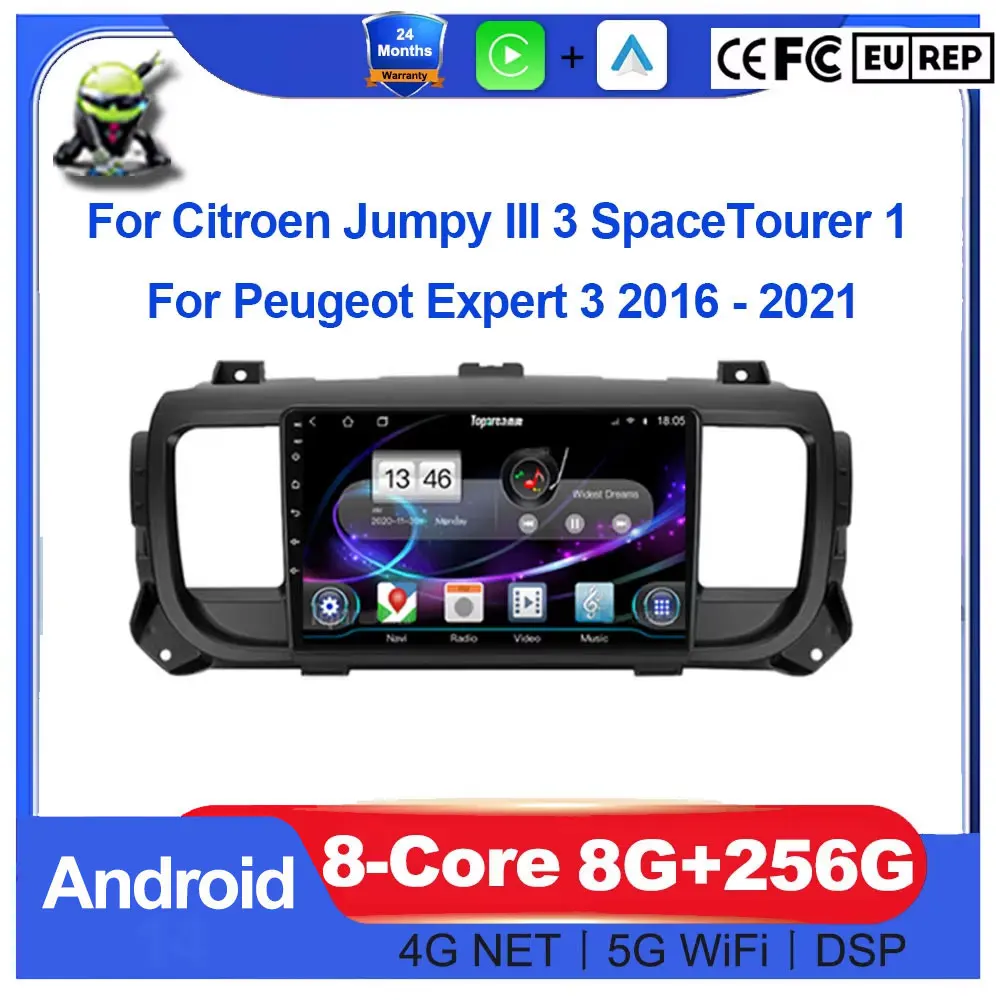 

Car Radio Multimedia Android Auto For Citroen Jumpy III 3 SpaceTourer 1 For Peugeot Expert 3 2016 - 2021 Video GPS Navigation