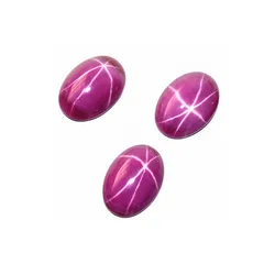 High Quality Pink Star Ruby Mohs Hardness 9 Oval Cabochon Smooth Polished Surface Egg Shape Star Ruby Cabochon Flat Back SC008