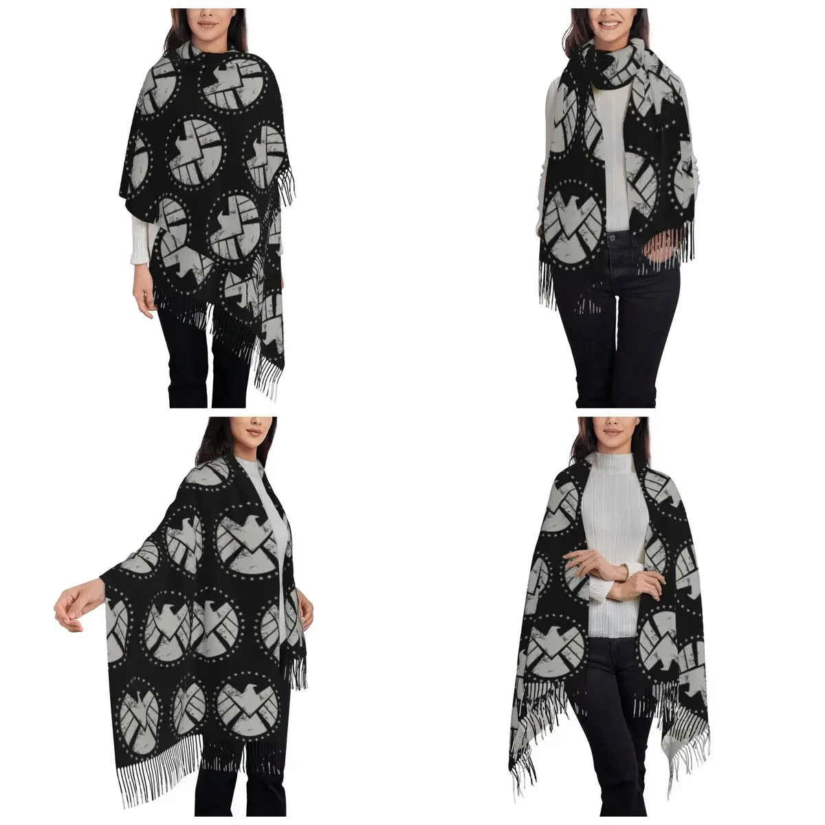 

Щитовый агент, тренировочный шарф, шарфы с кисточками, женские мягкие теплые шали и накидки, большая осенне-зимняя шаль