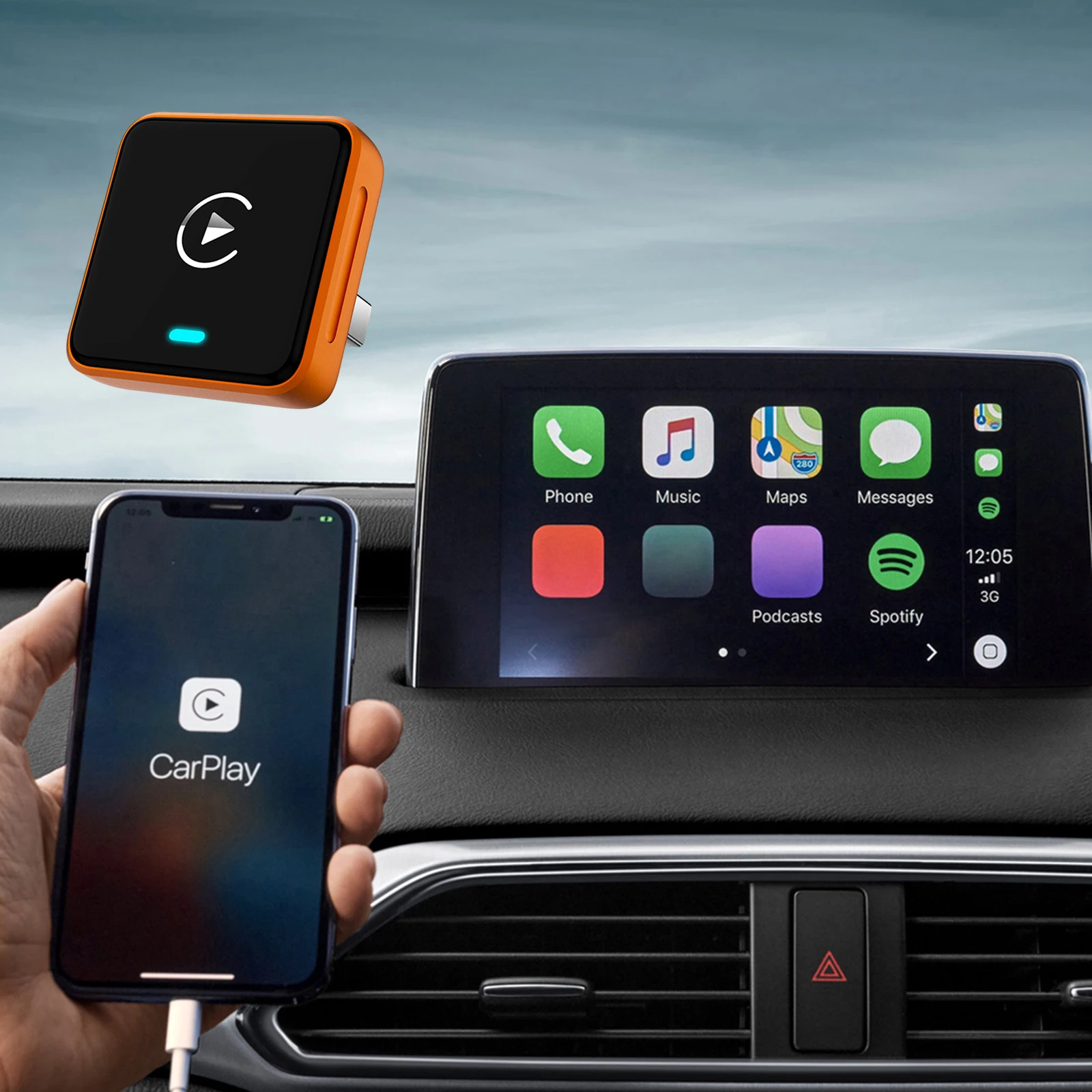 

Адаптер CarPlay 2-в-1: проводной в беспроводной, Plug & Play Cube 3.0, беспроводной адаптер CarPlay и Android Auto для Android 11+ версии