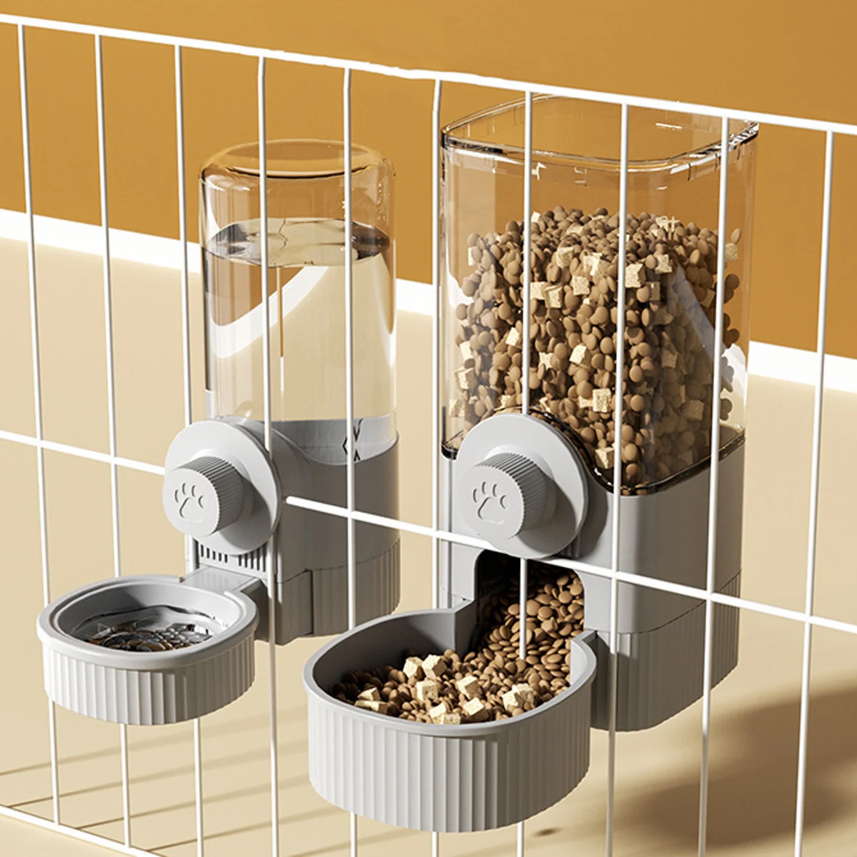 1.2L Automatic Pet Feeder Cage Hanging Bowl，Suitable for Small Puppy Cat Rabbit Food Container Dispenser Bowl