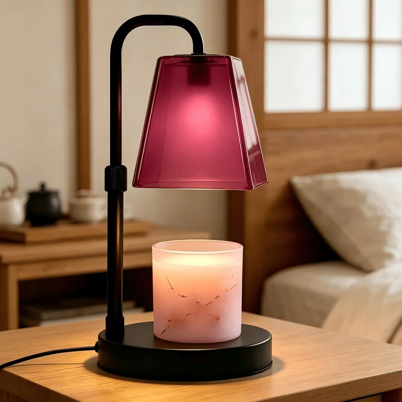 Overheat Protection Candle Warmer Lamp, Frosted Shade, Adjustable Height, Timer & Dimmer, GU10 Bulb Included, Durable & Long-Lasting For Home, Perfect Gift For Family, Friends, Birthday, Housewarming