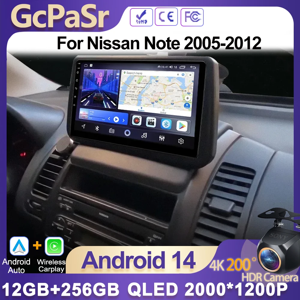 Carro android 15 rádio do carro para nissan nota 2005-2012 android auto carplay navegação gps multimídia player gps wifi sem 2din dvd