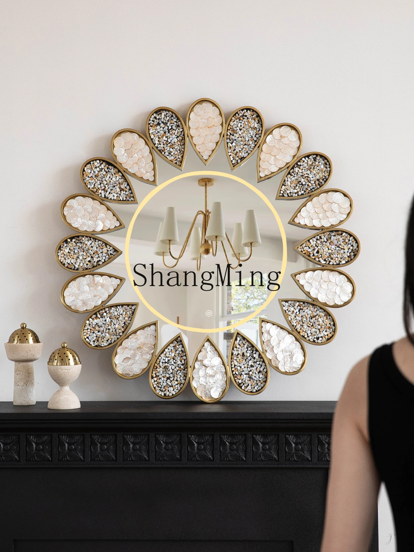 

CL natural shell decorative mirror bedroom touch vanity mirror special-shaped dresser desktop