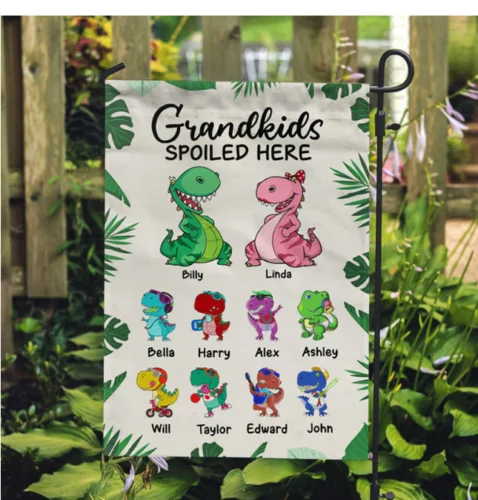 Grandkids Spoiled Here, Custom Flags, Personalized Decorative Garden Flags hot