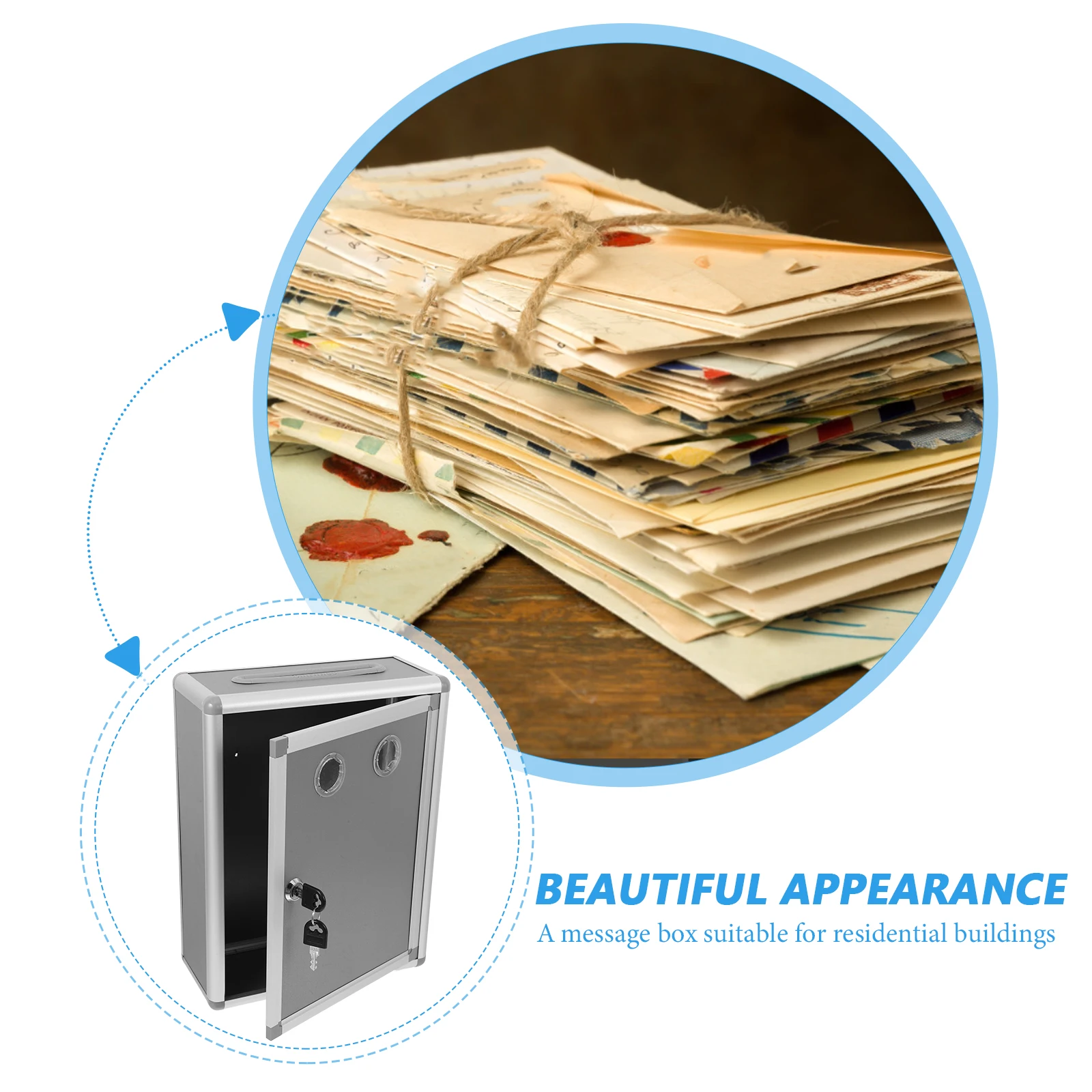 Aluminum Alloy Wall Mount Letter Box Locking Mailbox For Outdoor Indoor Use Suggestion Collect Bin Office Storage