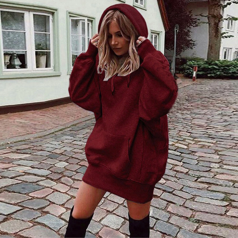 سترة نسائية كبيرة الحجم بغطاء للرأس من Fce Dr متوسطة الطول كاجوال مريحة وفضفاضة مناسبة لموسم الربيع والخريف #4