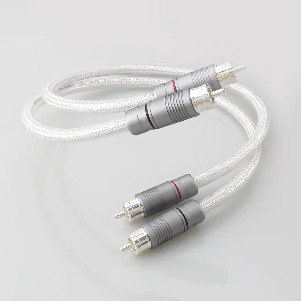 Audiocrast IC102AG 99.998% Pure Silver RCA Cable HiFi Audio Interconnect Solid PSS Pure Silver Core Wire Silver-Plated Plug