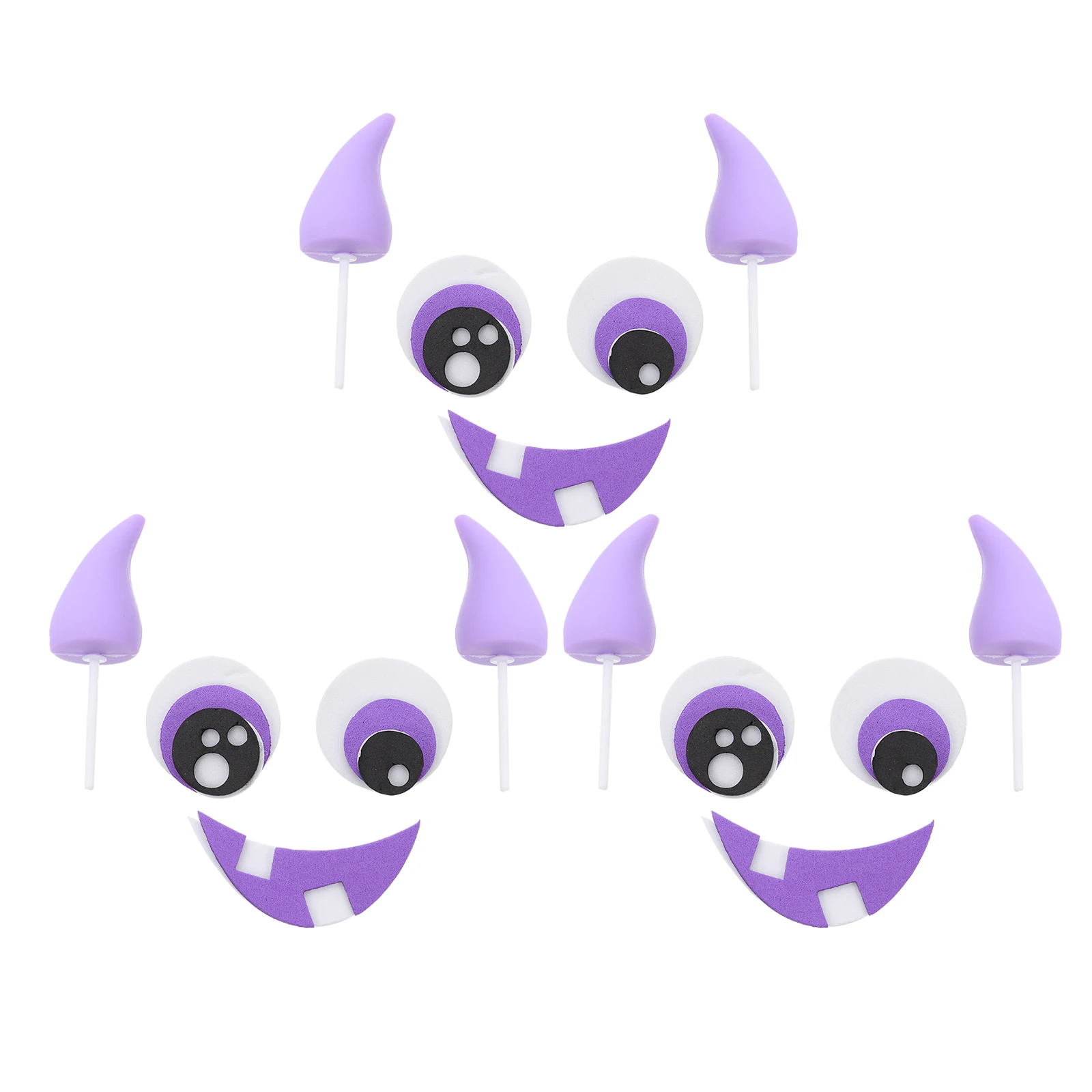 

3 set Little Monster Cake Decoration 3 Sets Purple Horns Mouth Halloween Party Supplies Creepy Cupcake Toppers Dessert Insert
