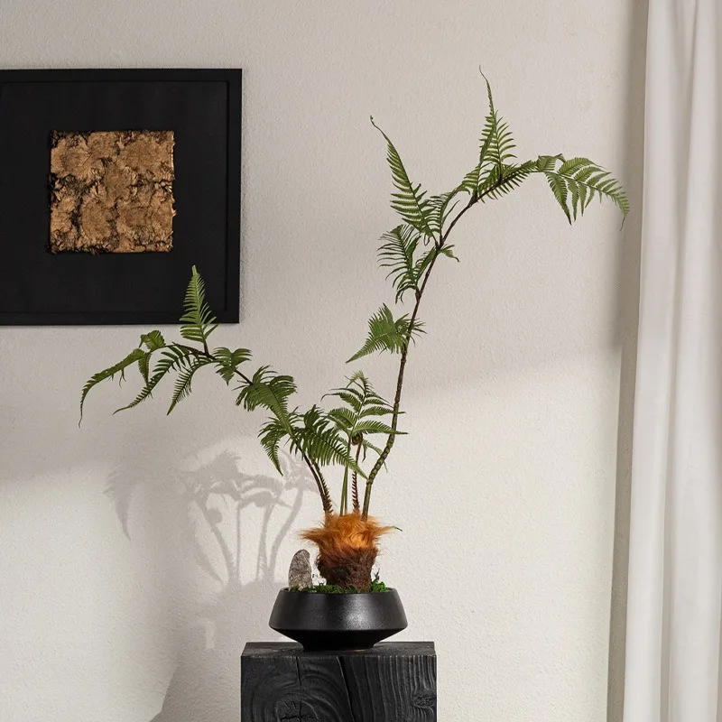 FOR New Chinese Landscaping Simulation Fern Golden Hair Fern Tree Bionic Green Plant Medieval Homestay Tea Room Ornament