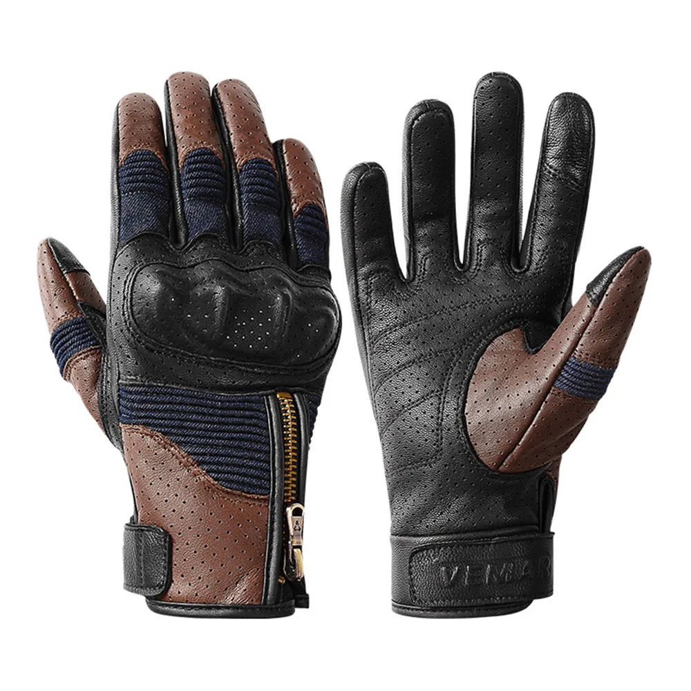 

Leather Gloves For Men Sheepskin Material Vintage Motorcycle Gloves Hard Shell Protection Motorcycle Gloves Joint Protection