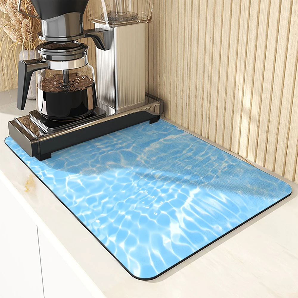 Absorbent Anti-slip Coffee Dish Mats Ripple Water Large Kitchen Absorbent Draining Mat Drying Mat Quick Dry Bathroom Drain Pad