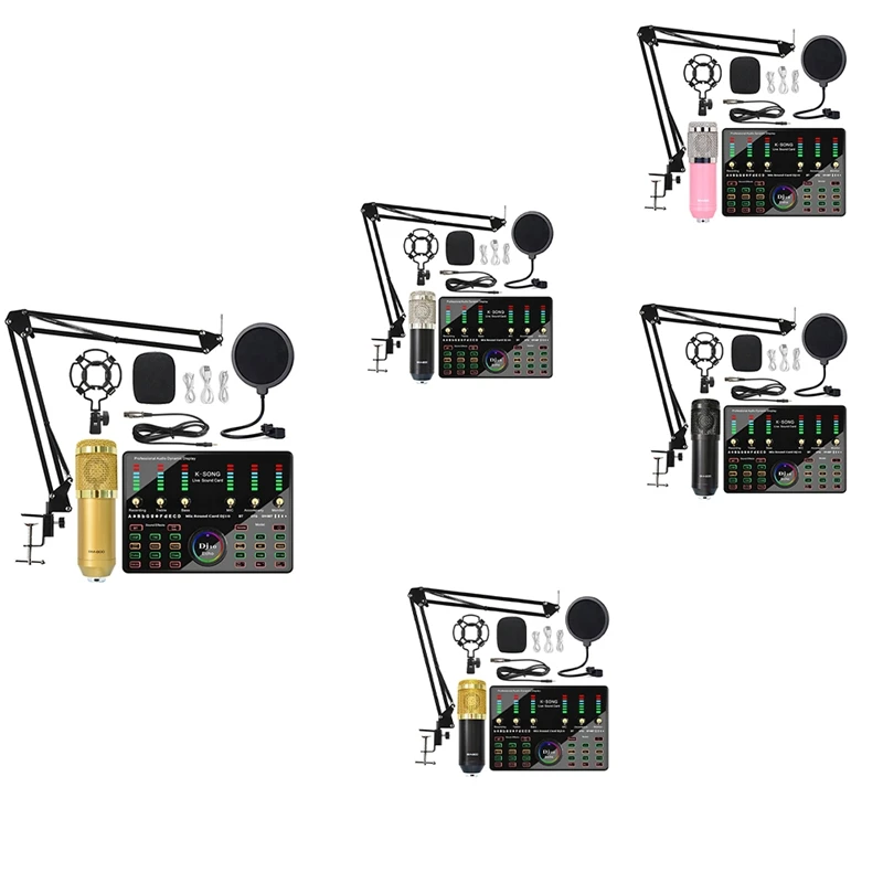 

DJ 10 Sound Card Set BM800 Mic Studio Condenser Microphone For Karaoke Podcast Recording Live Streaming