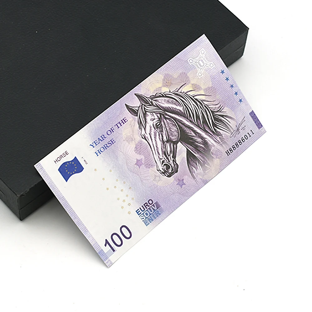 Año del caballo 100 Euro recuerdo billete de plástico diseño del zodiaco arte coleccionable dinero recuerdo regalo decoración