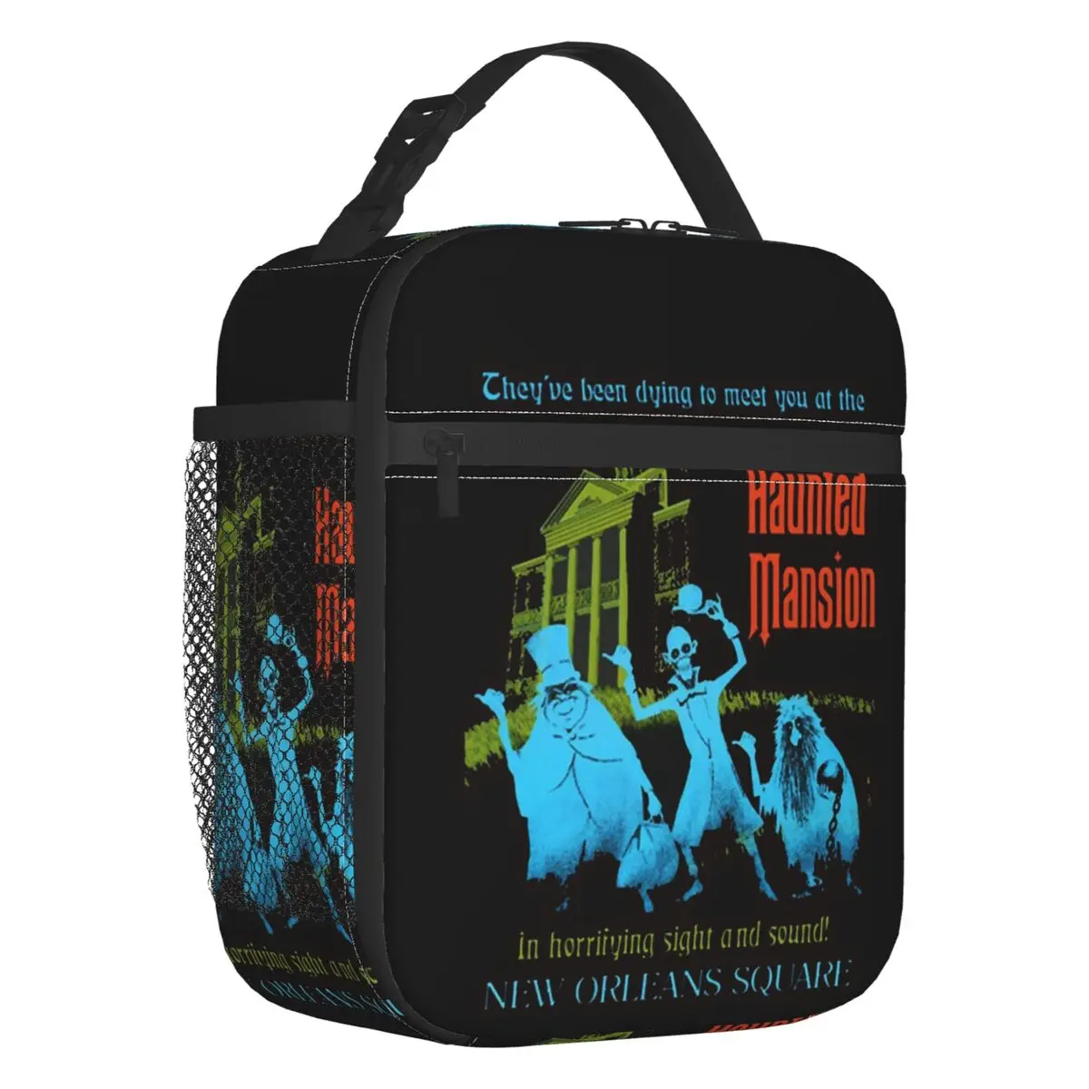 

Vintage The Haunted Mansion Insulated Lunch Bags for Women Halloween Ghost Resuable Thermal Cooler Bento Box Kid School Children