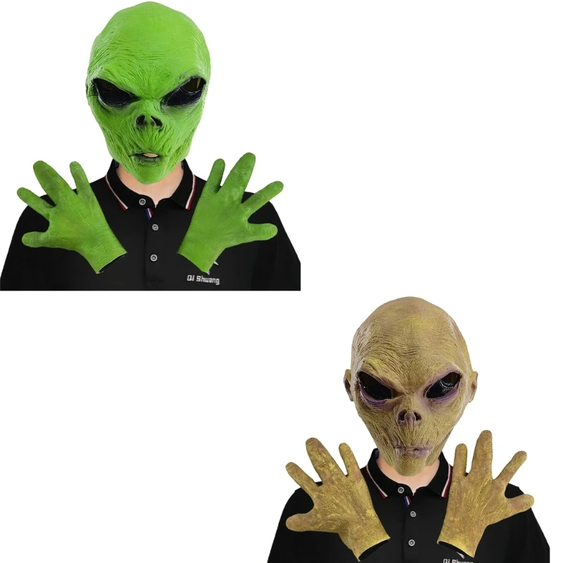 

Full Face Alien Mask, Halloween Alien Mask Gloves Set, Alien Cosplay Costumes
