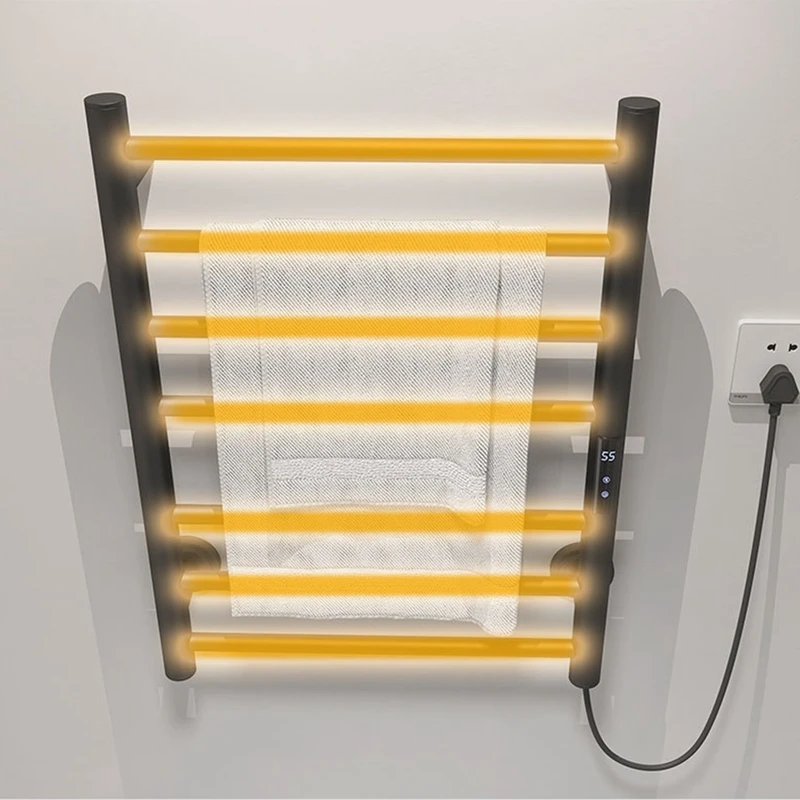 Simple Electric Towel Rack Household Bathroom Luxury Stainless Steel Intelligent Screen Constant Temperature US Plug