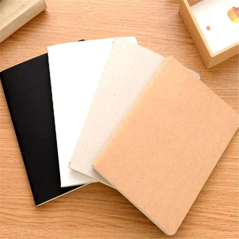 A6 Retro Blank Paper Notebook Diary Blank Sketchbook For Graffiti Painting Drawing Black Cover 88 Pages Office School Stationery