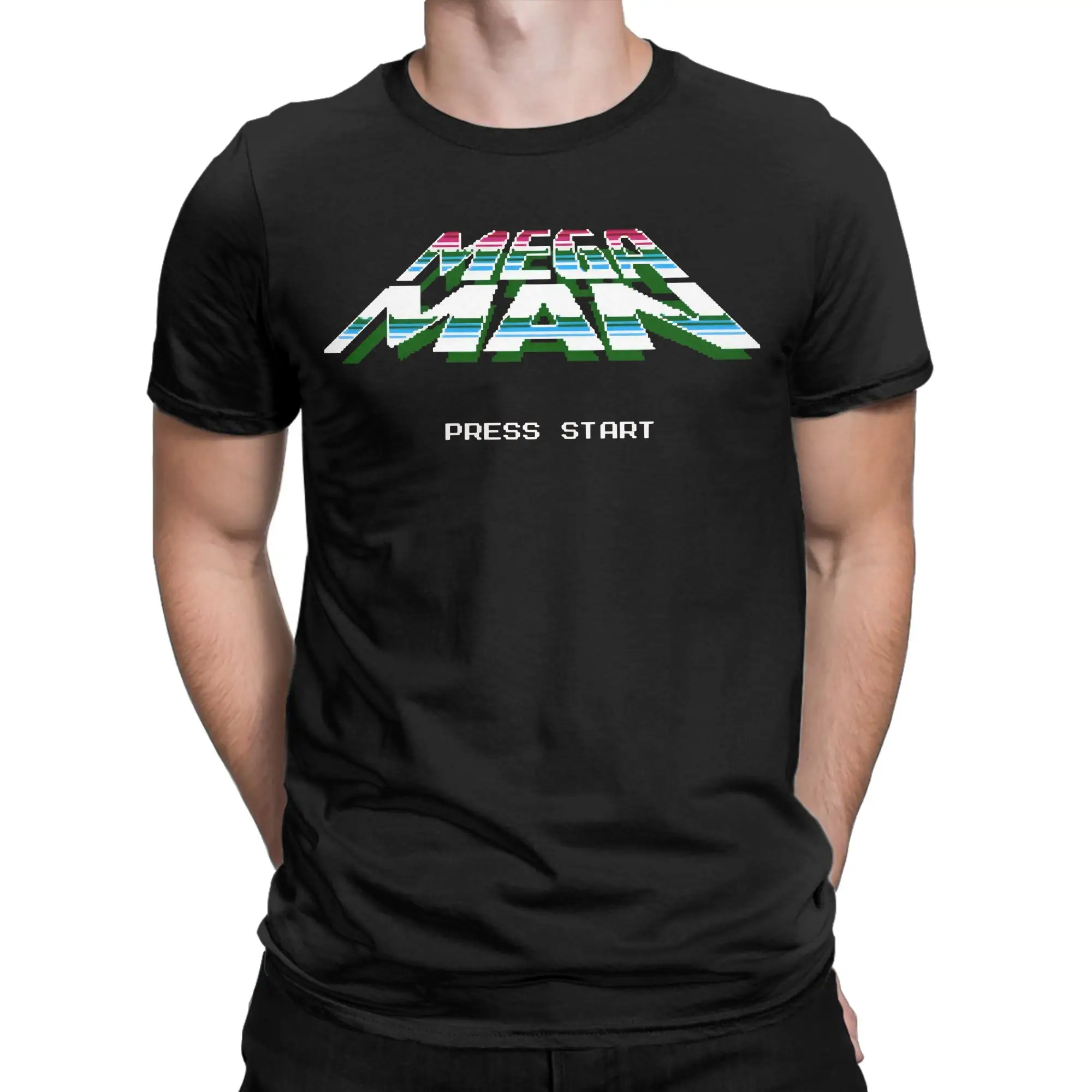 X  Funny 100% Cotton T-Shirt Megaman Tops Tees For Men