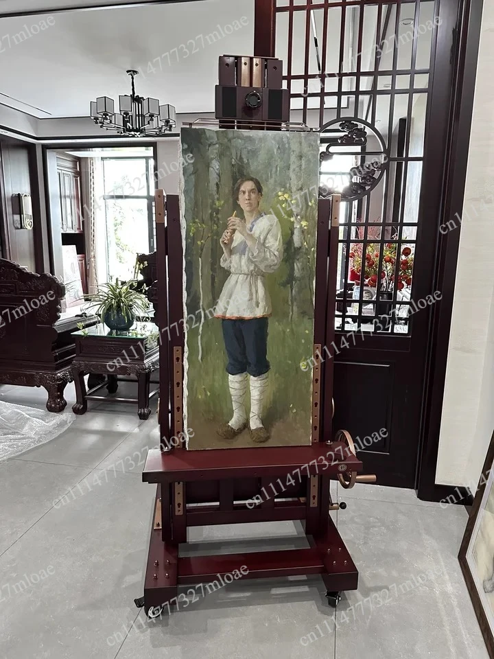 

Adjustable flat bracket dual-purpose beech hand crank giant large oil painting stand wooden display stand canvas board