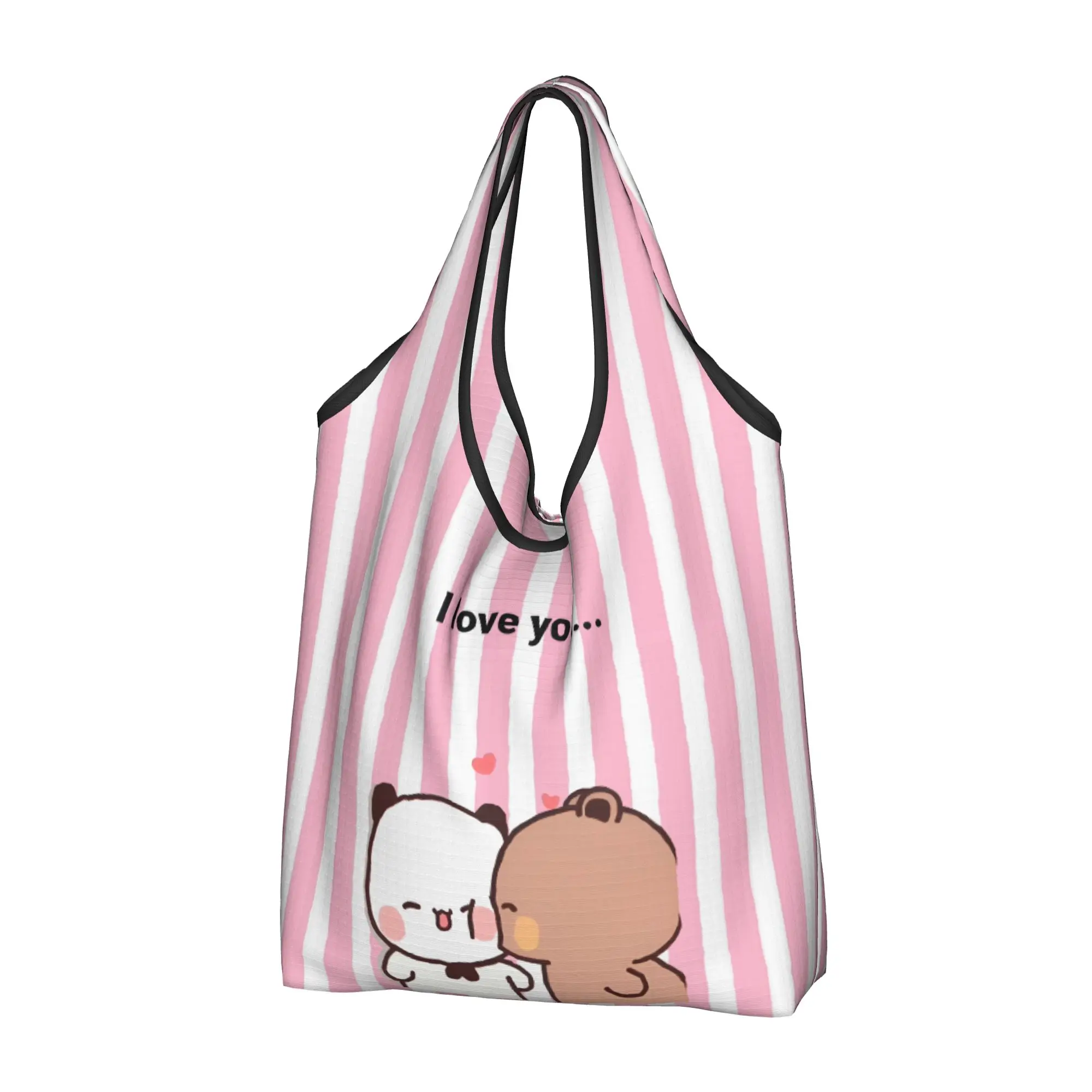 Vertical Stripes Cheerful Bubu Dudu Hot  Groceries Shopping Bag Fashion Shopper Tote Shoulder Bag Big Capacity Portable  Handbag